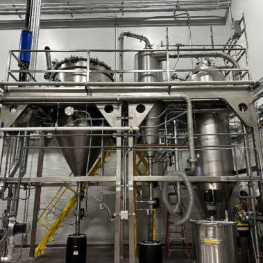 Full view of the P-50 industrial spray dryer, an advanced spray drying system designed for high-capacity powder production and industrial drying solutions.